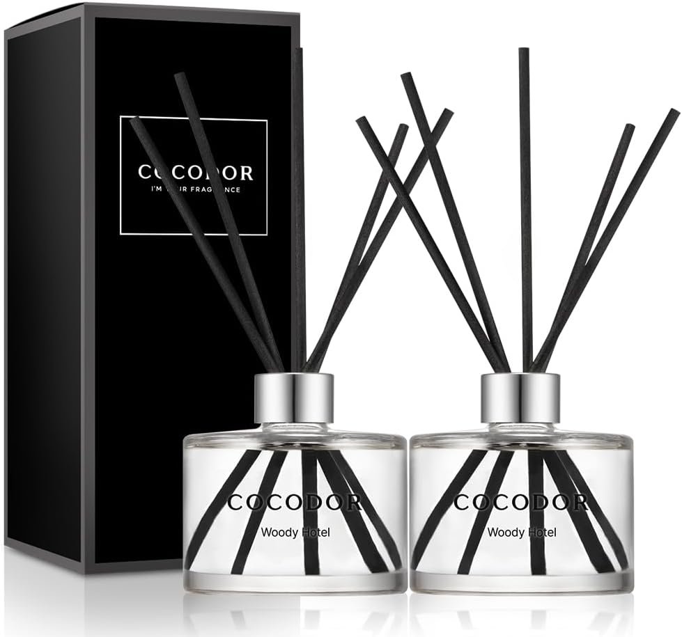 COCODOR Signature Reed Diffuser/Woody Hotel / 6.7oz(200ml) / 2 Pack/Reed Diffuser, Reed Diffuser Set, Oil Diffuser & Reed Diffuser Sticks, Home Decor & Office Decor, Fragrance and Gifts, Mother’s Day