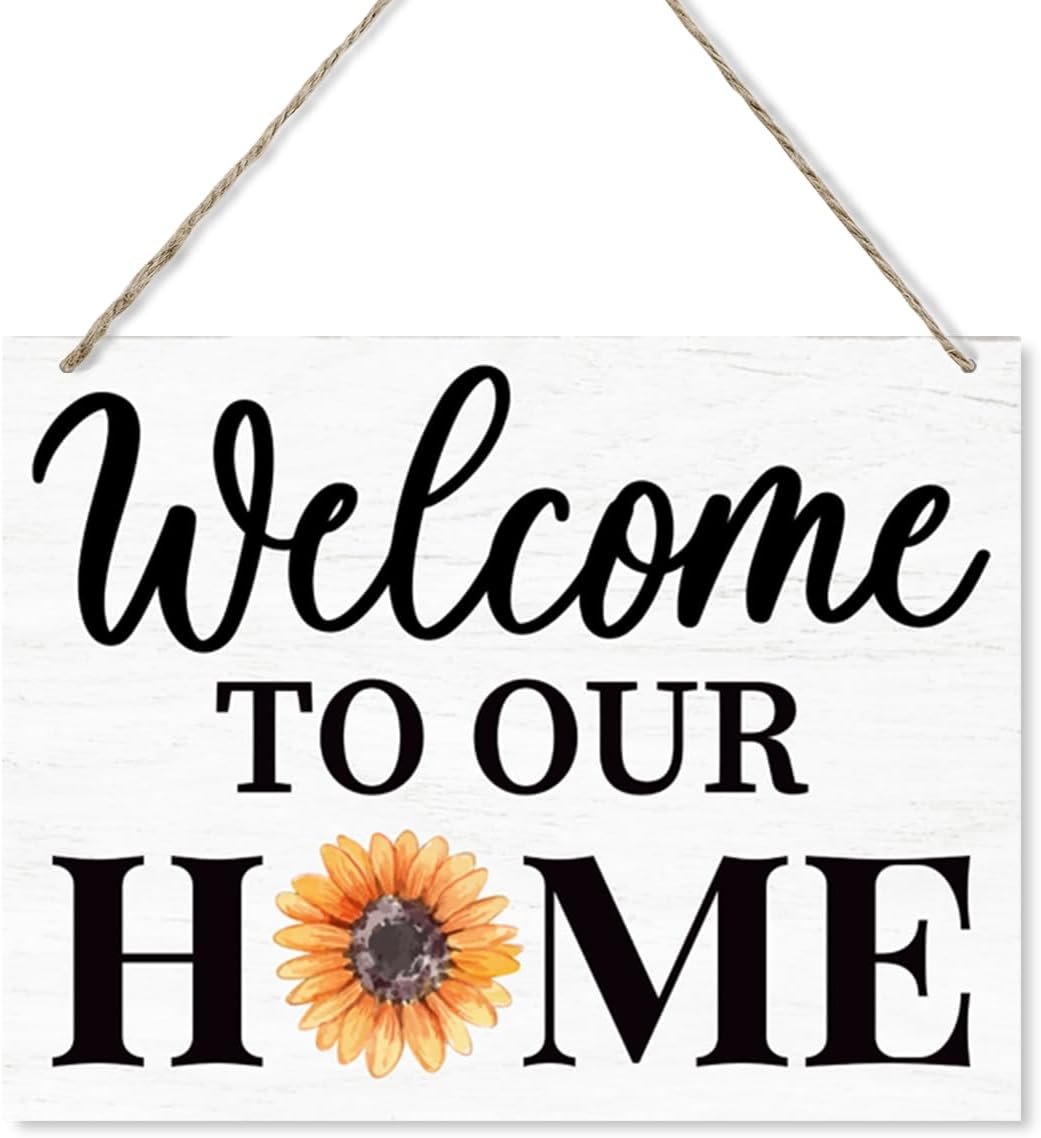 Farmhouse Welcome Sign – Wooden Plaque for Front Door, Porch & Wall Decor