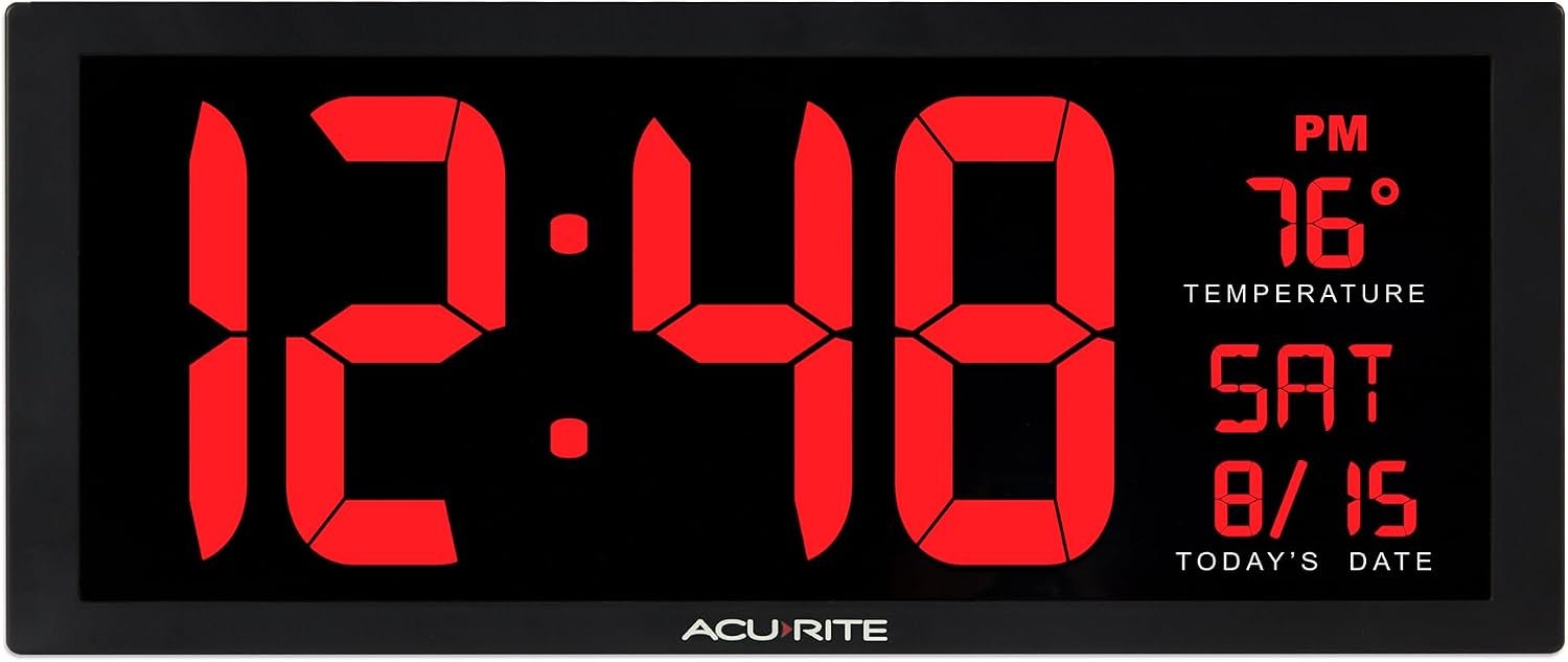 AcuRite Digital Clock, 14.5-Inch / Red