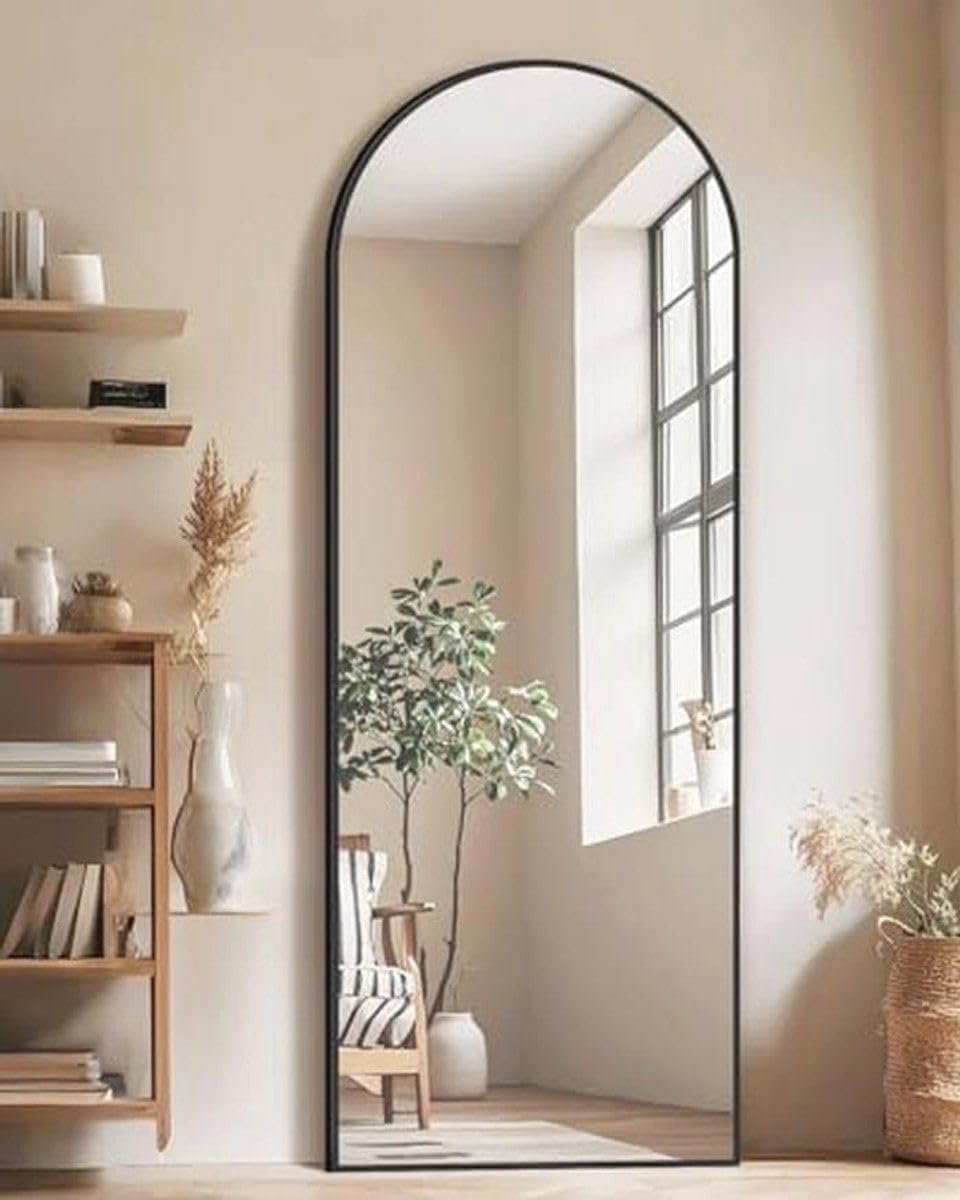 58″x19″Floor Mirror Full Length,Arched Full Length Mirror with Stand,Full Body Mirror,Hanging or Large Leaning for Bedroom Living Room Black