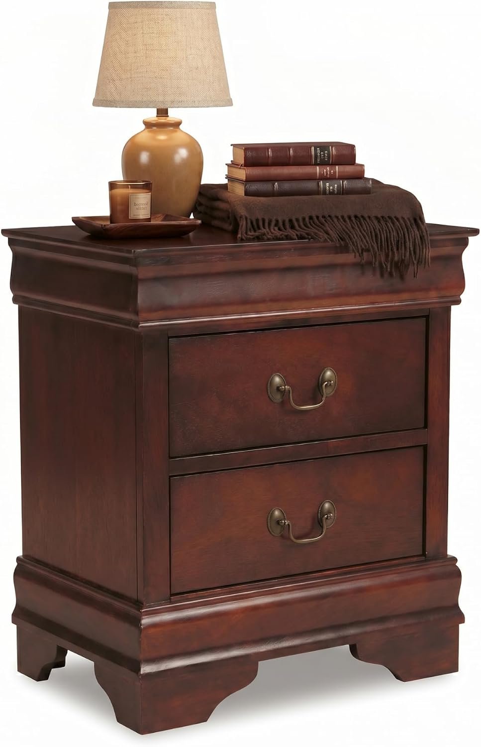 Signature Design by Ashley Alisdair Traditional 2 Drawer Nightstand, 23.75″ Tall, Dark Brown