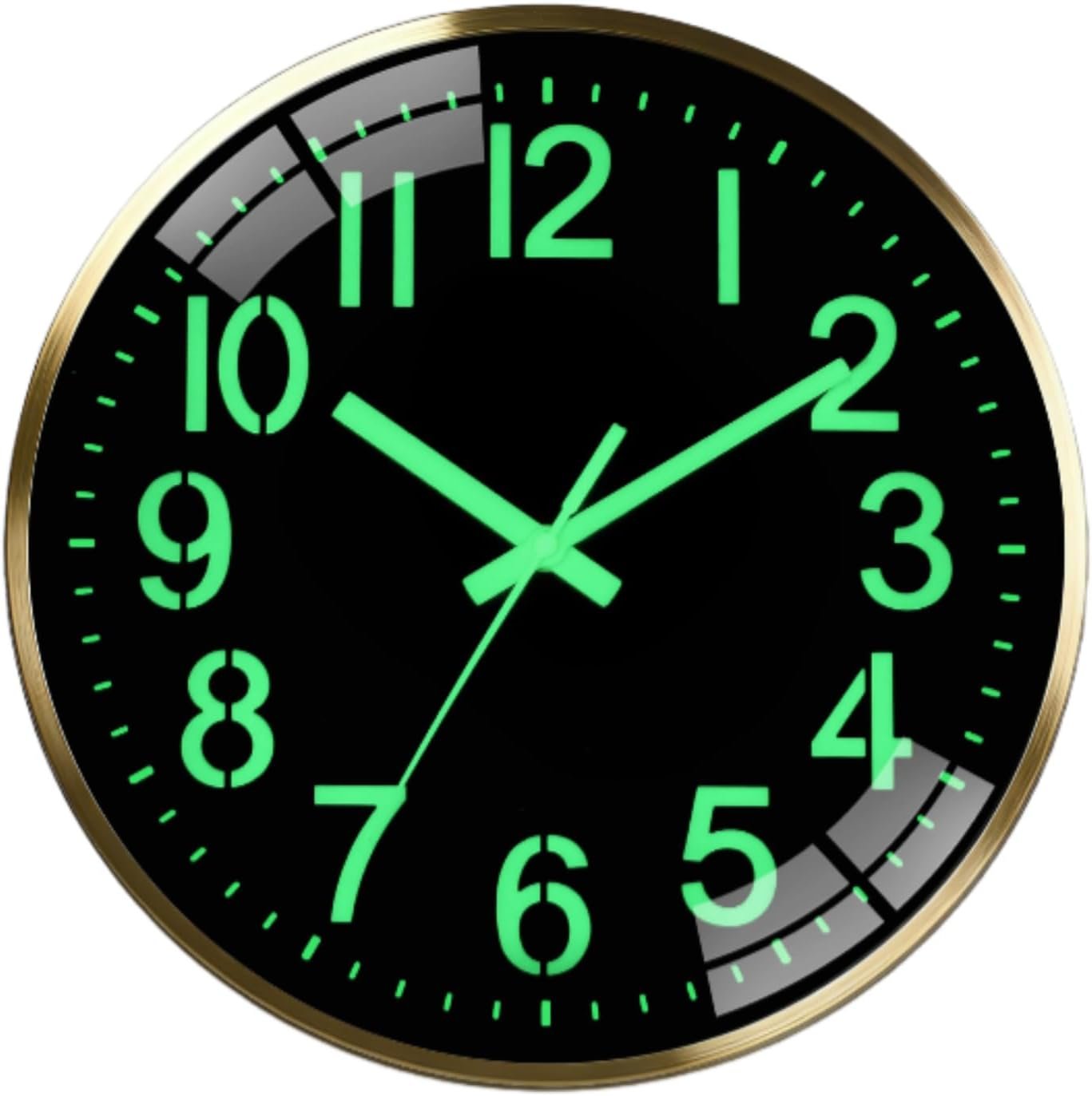 12-inch Modern Silent wall Clock with Metal Frame and Luminous Finish for Easy time Reading.Powered by AA Batteries.Suitable for Living Rooms,Kitchens, bedrooms,Offices,and Other Home décor
