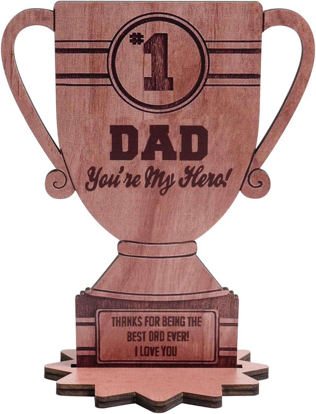 Happy Fathers Day Table Decorations, Wooden Father’s Day Trophy Sign, Dad Plaque Indoor Tabletop Tiered Tray Office Desk Shelf Rustic Farmhouse Home Decor Papa Birthday Gifts