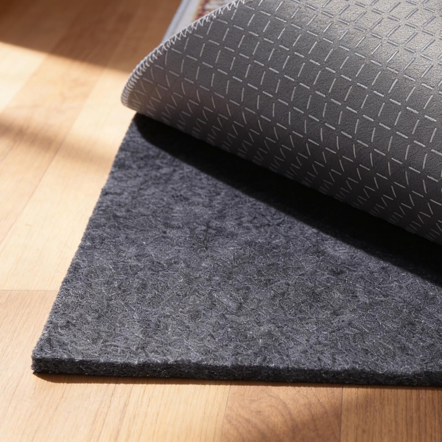 Non-Slip Rug Pad 6′ x 9′ – Felt & Rubber Underlay in Dark Gray, Waterproof & Grippy for Hardwood, Tile, Laminate Floors, Prevents Slipping & Bunching
