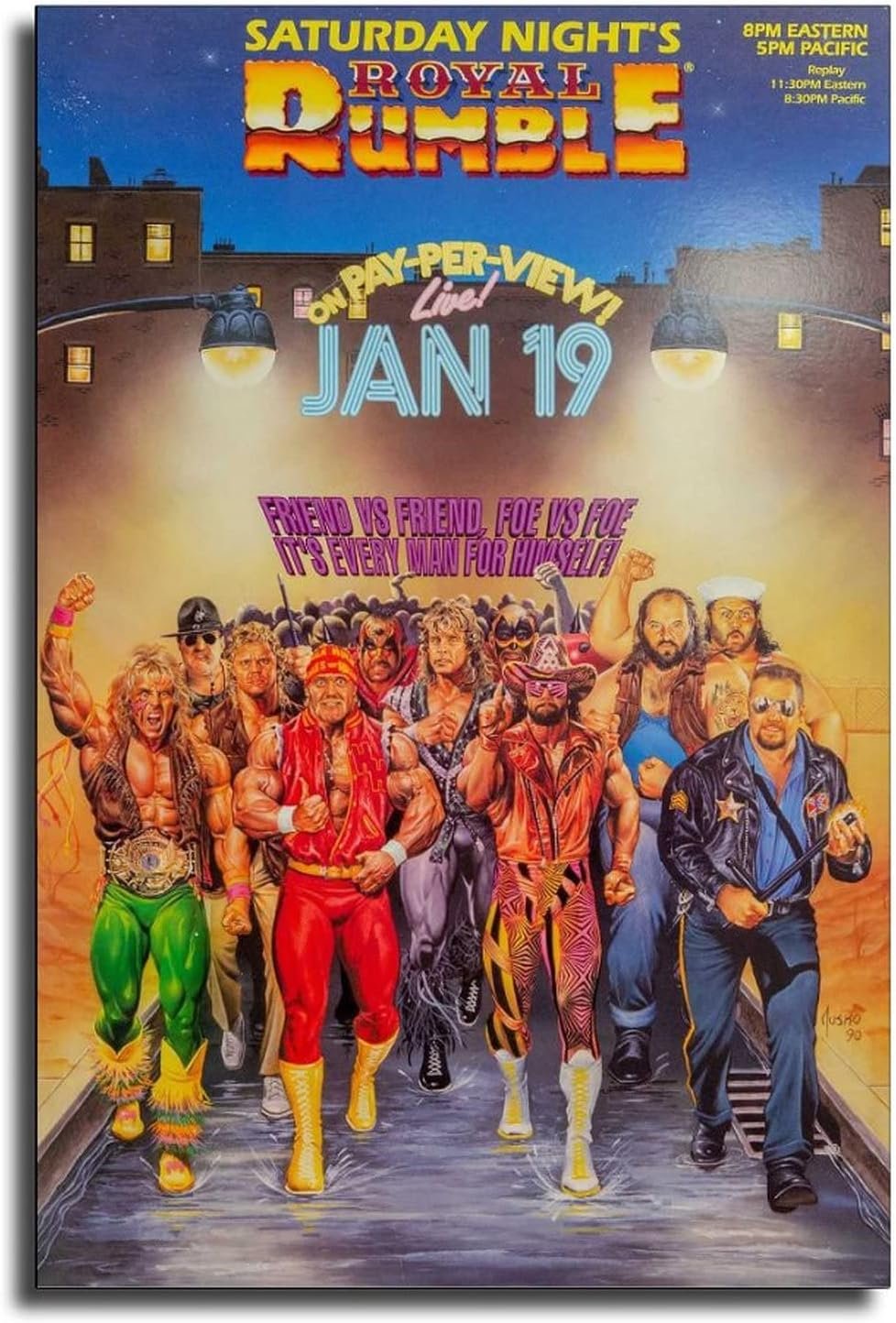 ZEEZFA Recreated The 1991 Royal Rumble Wrestlers Canvas Art Poster and Wall Art Picture Print Modern Family bedroom Decor Posters 24x36inch(60x90cm)