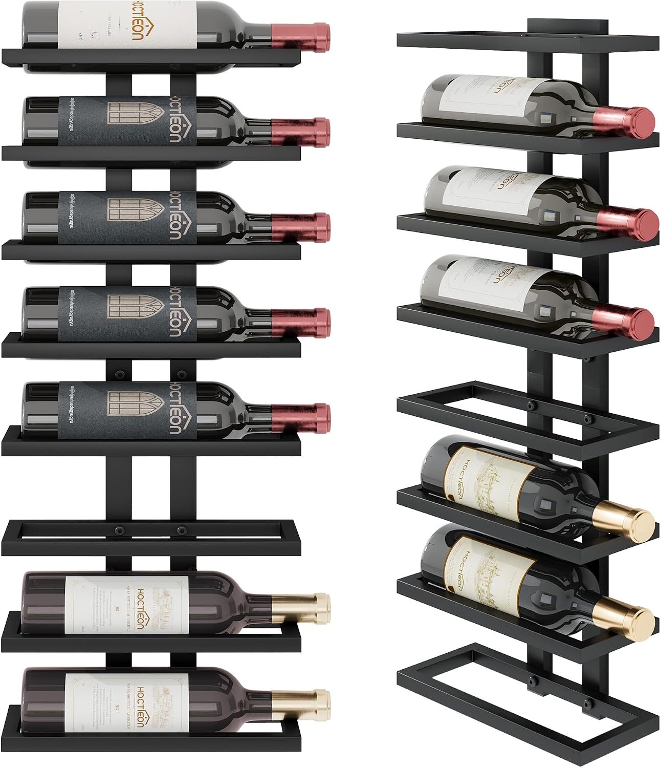 Hoctieon 8 Tier Wall Mount Wine Rack, Wall Racks for Wine Bottles Display and Storage, Hanging Bottle Organizer for Living Room, Dining Room, Wine Cellar, Bar, Black