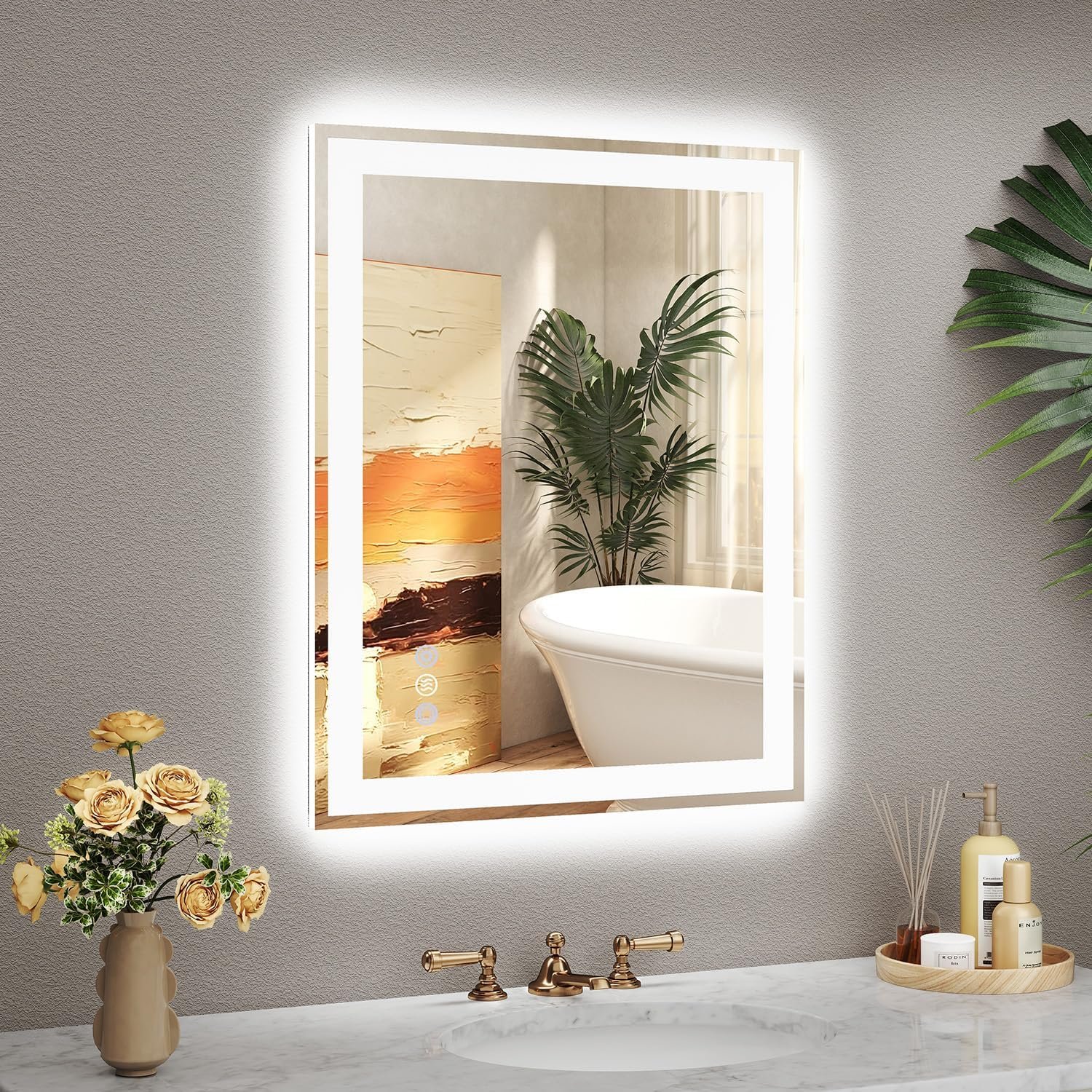 20×28 LED Bathroom Mirror with Lights, Super Bright Front & Backlit Vanity Mirror for Wall, Anti-Fog & Memory Smart Mirror, 5mm Shatter-Proof Tempered Glass, ETL Listed, Vertical/Horizontal