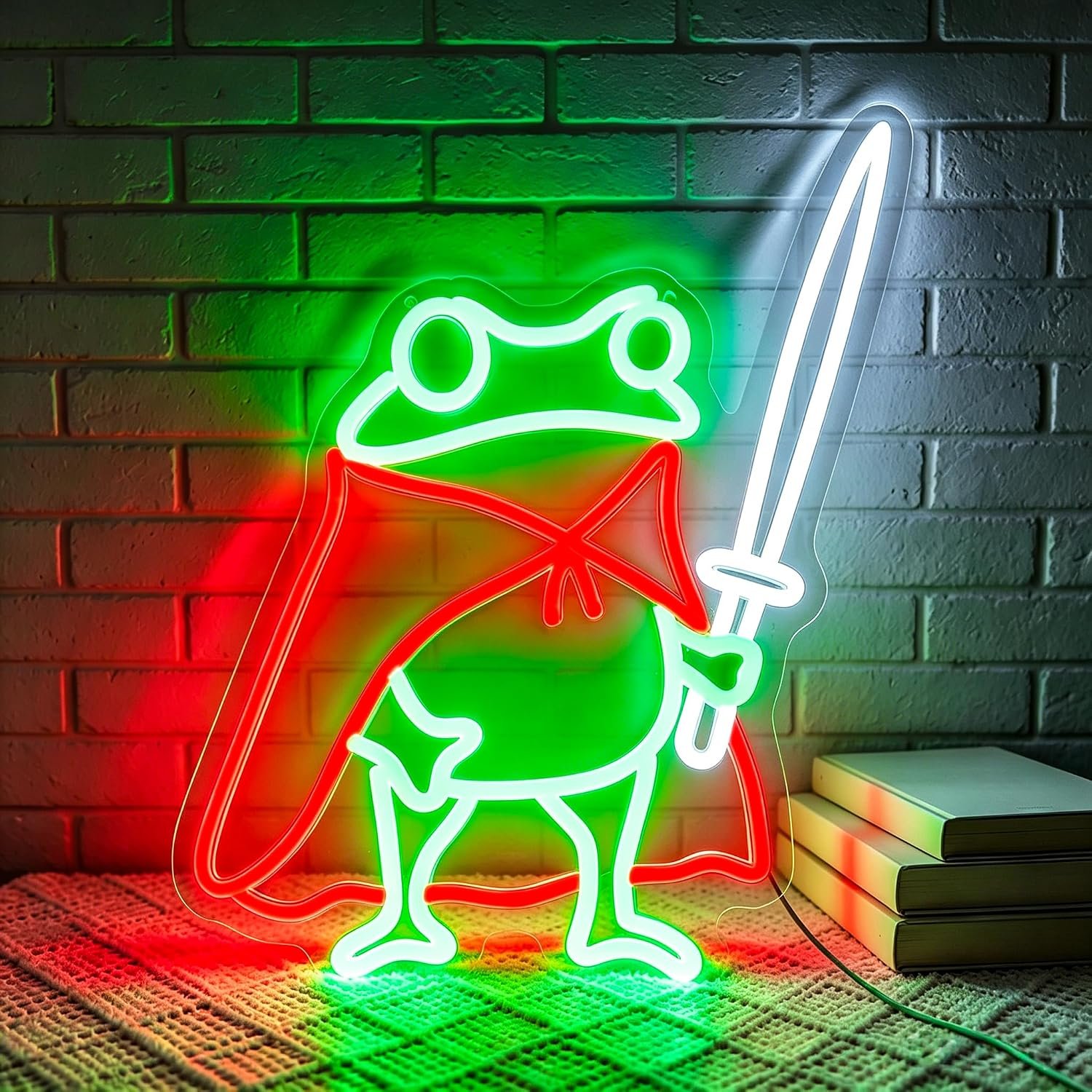 Frog Neon Sign Cute Neon Signs for Wall Decor Green Red Neon LED Sign for Man Cave Room Home Party Birthday Bar Signs – USB Powered