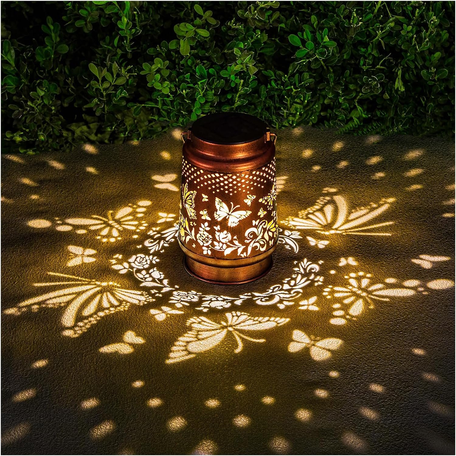 Solar Lanterns Outdoor Waterproof Butterfly Garden Decor Birthday Gifts for Women Mom Grandma, Hanging Solar Lights Metal Lantern Decoration Outside for Yard, Patio, Backyard, Porch