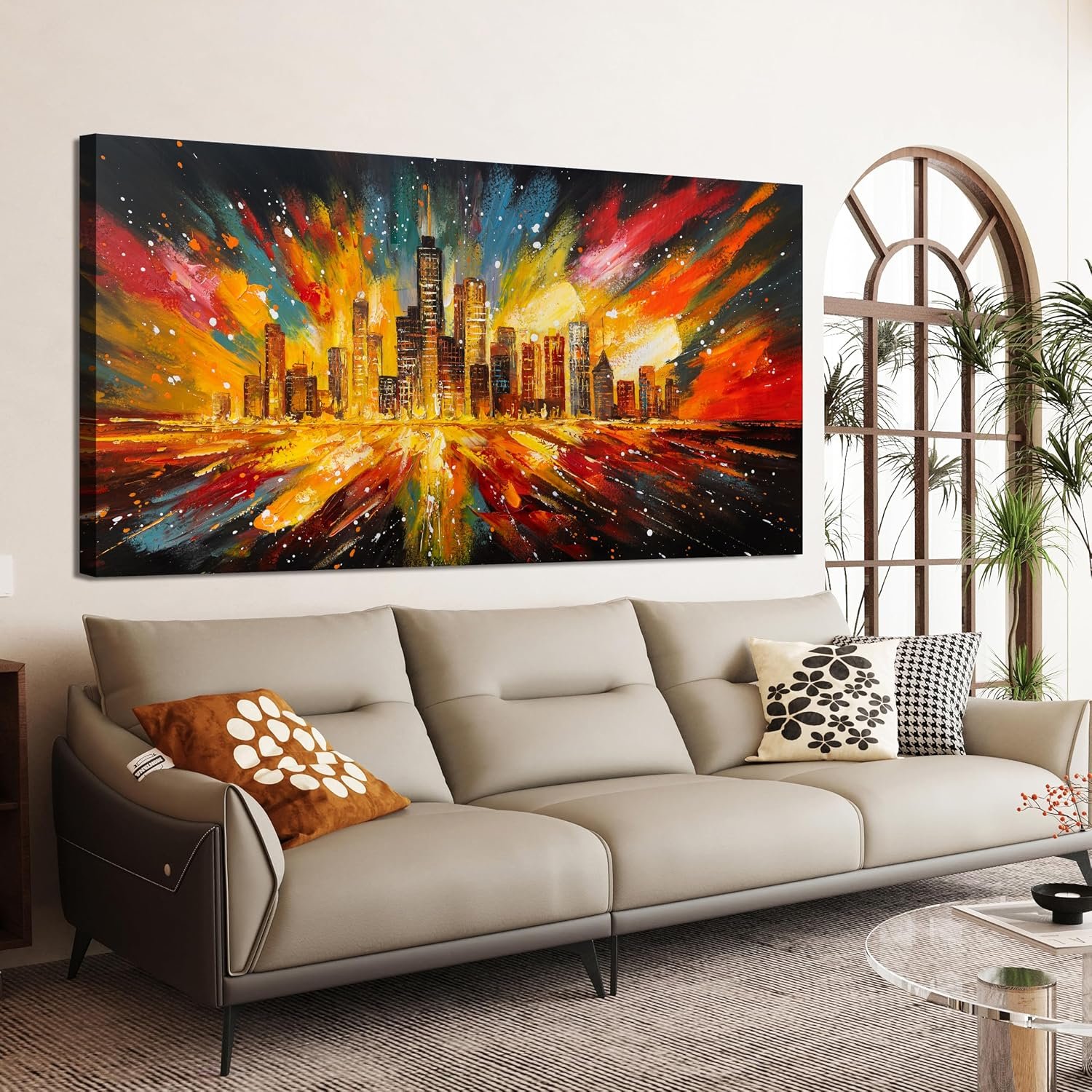 Canvas Wall Art Decor Wall Art Pictures for Living Room Canvas Art Wall Decor Modern Abstract Wall Art Prints Artwork for Walls Colorful City Wall Art Decor Kitchen Bedroom Office Wall Decor 20″ X 40″